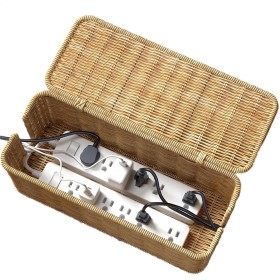 Caja organizadora de cables de ratán | Caja organizadora de cables de ratán | Caja ordenadora de cables | Caja de tiras de