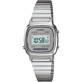 CASIO Reloj Digital para Mujer de Automático con Correa en Acero Inoxidable Chapado en Platino LA-670WA-7