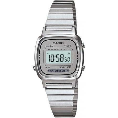 CASIO Reloj Digital para Mujer de Automático con Correa en Acero Inoxidable Chapado en Platino LA-670WA-7