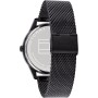 Tommy Hilfiger Reloj Multifunción de Cuarzo para Hombre de 44 mm - Esfera Negra con Motivo Clou de Paris, Pulsera de Malla de