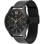 Tommy Hilfiger Reloj Multifunción de Cuarzo para Hombre de 44 mm - Esfera Negra con Motivo Clou de Paris, Pulsera de Malla de