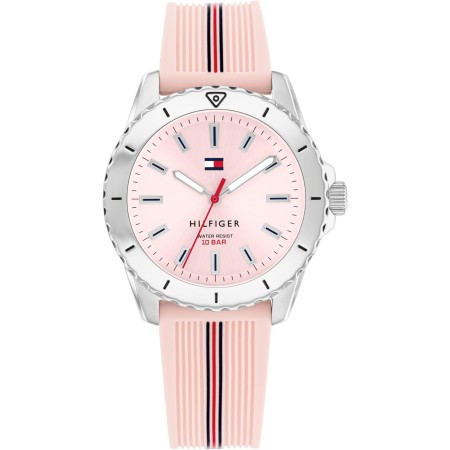 Tommy Hilfiger Reloj Niña 1720052 – Caja de Acero Inoxidable, Esfera Rosa, Correa de Silicona, Resistente 100M