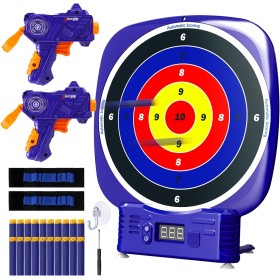 AISIPRIN Electrónico Diana para Nerf,Juegos Exterior para Niños, 2 Pistolas de Juguete,20 Dardo Espuma,Muñequeras de