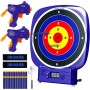 AISIPRIN Electrónico Diana para Nerf,Juegos Exterior para Niños, 2 Pistolas de Juguete,20 Dardo Espuma,Muñequeras de