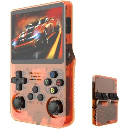 R36S - Consola de juegos portátil 64G con más de 15000 juegos, sistema Linux RK3326 de 3.5 pulgadas IPS Scree Retro Arcade