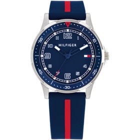 Tommy Hilfiger Reloj analógico niños con Correa de Silicona en Azul Marino con Franja en Rojo -1720036 -