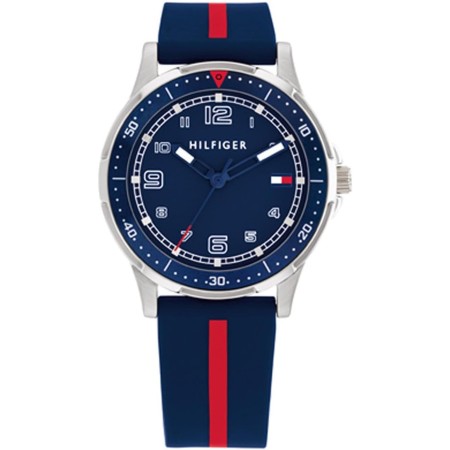 Tommy Hilfiger Reloj analógico niños con Correa de Silicona en Azul Marino con Franja en Rojo -1720036 -