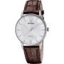Festina Reloj Hombre F20690/2 Classics Caja de Acero Inoxidable 316l Plateado Correa de Piel Marrón