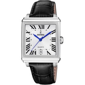 Festina Reloj Hombre F20681/1 On The Square Caja de Acero Inoxidable 316l Plateado Correa de Cuero Negro