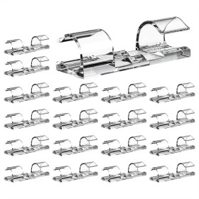 Clips para cables adhesivos, 20 clips transparentes de gestión de cables para pared, soporte de alambre fuerte, organizador de