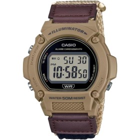Casio Reloj W-219HB-5A Unisex Marrón Cuero Resistente al Agua (IP58 o IP68) Digital Bluetooth Wi-Fi
