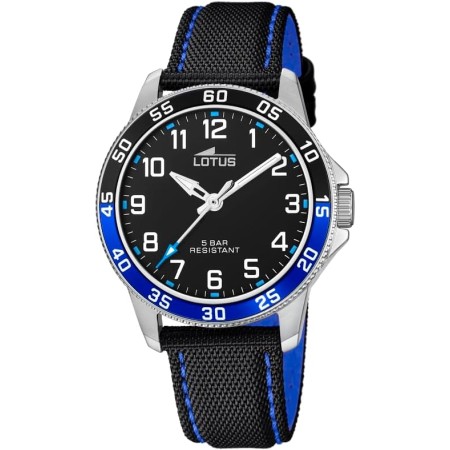 Lotus Reloj Infantil 18787/2 Junior Collection Caja de Acero Inoxidable 316l Plateado Correa de Cuero Negro