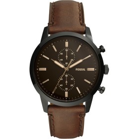 Fossil Reloj para hombre Townsman 44mm, movimiento cronógrafo de cuarzo, caja de 44mm de acero inoxidable negro con correa de
