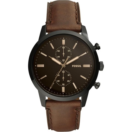 Fossil Reloj para hombre Townsman 44mm, movimiento cronógrafo de cuarzo, caja de 44mm de acero inoxidable negro con correa de