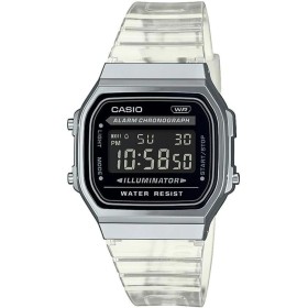 Casio Reloj Cuarzo Unisex 36.00mm con dial Digital Negro y Correa de Plastic/Resin Bracelet Transparente A168XES-1BEF