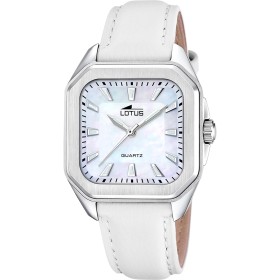 Lotus Reloj Mujer 18968/2 Square Series Caja de Acero Inoxidable 316l Plateado Correa de Piel Blanco