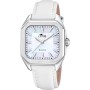 Lotus Reloj Mujer 18968/2 Square Series Caja de Acero Inoxidable 316l Plateado Correa de Piel Blanco