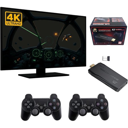 Retro Game Stick X2 Plus 64GB. Consola Game Stick 4K 40000 Juegos, Plug & Play. Gamestick X2 con 2 Controladores inalámbricos