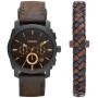 Fossil Reloj para Hombre Machine, Movimiento cronógrafo de Cuarzo, Caja de 45mm de Acero Inoxidable Ahumado con Correa de Acero