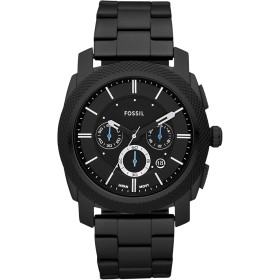 Fossil Reloj para Hombre Machine, Movimiento cronógrafo de Cuarzo, Caja de 45mm de Acero Inoxidable Ahumado con Correa de Acero