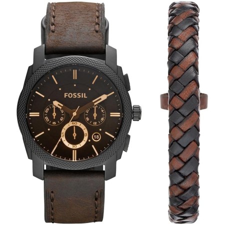 Fossil Reloj para Hombre Machine, Movimiento cronógrafo de Cuarzo, Caja de 45mm de Acero Inoxidable Ahumado con Correa de Acero