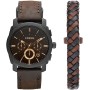 Fossil Reloj para Hombre Machine, Movimiento cronógrafo de Cuarzo, Caja de 45mm de Acero Inoxidable Ahumado con Correa de Acero