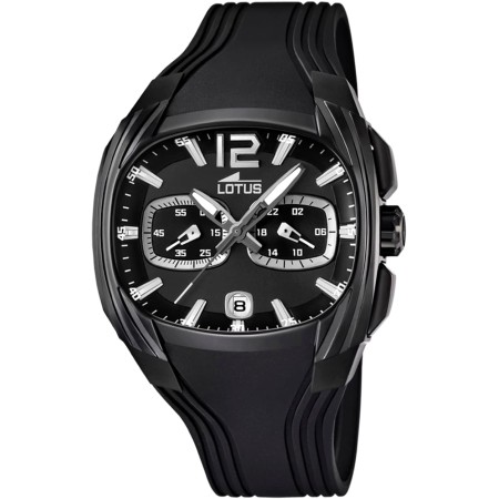 LOTUS Reloj Hombre 15757/D Outlet Caja de Acero Inoxidable 316l Negro Correa de Caucho Negro