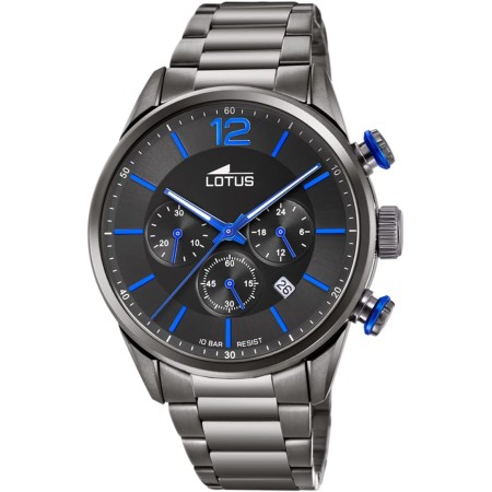 Lotus Reloj Hombre 18686/3 Chrono Caja de Acero Inoxidable 316l Negro Correa de Acero Inoxidable 316l Negro