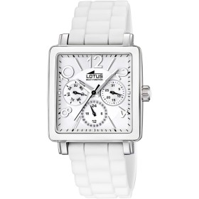 LOTUS Reloj Mujer 15740/1 Outlet Caja de Acero Inoxidable 316l Gris Plata Correa de Caucho Blanco