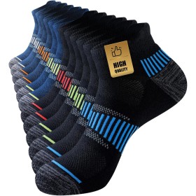 Niorasen Men's Ankle Socks, 6 Pairs Sports Running Socks with Thin Padded Summer Cotton Breathable with Terry Sole Non-Slip