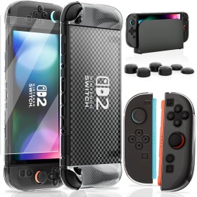 HEYSTOP Carcasa Protectora para Nintendo Switch 2, Funda Protectora Dockable de PC con Carcasa de Grip Joycon de TPU y Protector