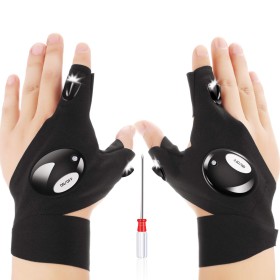 1 Par de Guantes de Linterna LED de 2 Piezas Guantes de Pesca al Aire Libre y Destornillador para Reparar y Trabajar en Lugares