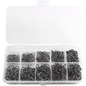 Anzuelos de Pesca, 600 PCS Anzuelos de Pesca en 10 Tamaños, Anzuelos de Púas, Pesca Gancho de Acero al Carbono con Caja de