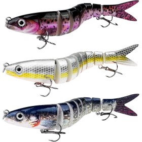 3 Piezas Señuelos de Pesca para Agua Dulce y Salada, Señuelos de Pesca Multiarticulados, Señuelo de Pesca con Múltiples