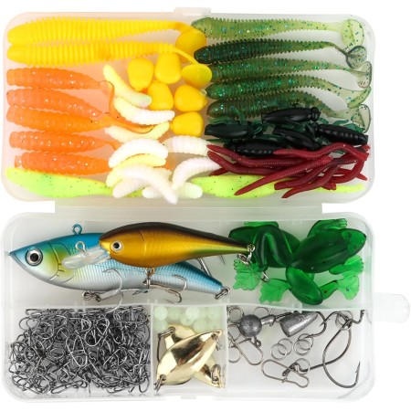 175 Piezas Kits de Señuelos Pesca, Señuelos de Pesca, Accesorios Cebos, señuelos Duros para Hundir de Pesca Mixtos Universales