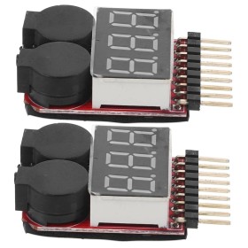 Uonlytech 2piezas Comprobador De Batería Lipo Con Alarma Buzzer Y Led Monitor De Voltaje De Batería Para Rc Para Comprobar De
