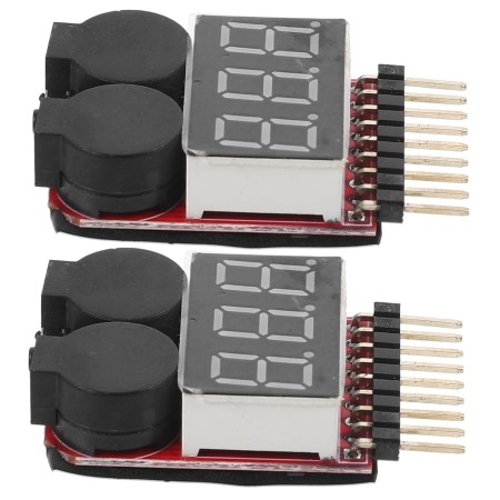 Uonlytech 2piezas Comprobador De Batería Lipo Con Alarma Buzzer Y Led Monitor De Voltaje De Batería Para Rc Para Comprobar De