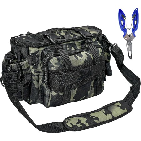 Bolsa para Aparejos de Oesca Bolsa de Pesca al Aire Libre Tela Oxford Impermeable Multifuncional Bolsa de Pesca con Correas