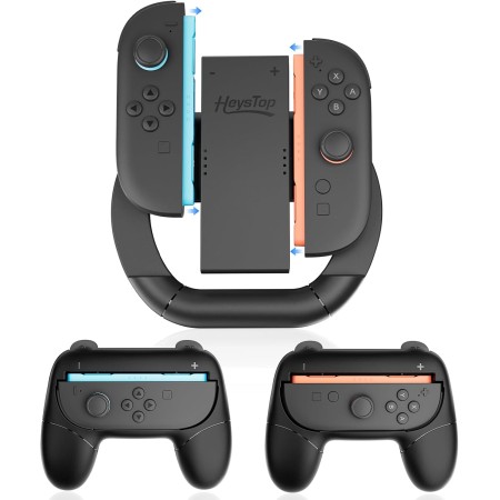 HEYSTOP Joy-Con Grip Compatible con Nintendo Switch 2, Set de Fundas 3 en 1 para Joy-Con, Accesorios para Mandos de Juego,Juegos