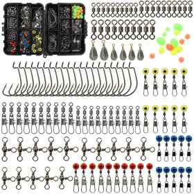 Juego de Accesorios de Pesca incluidos Pesas de plomada, Emerillones e imperdibles, Diapositivas de plomada, Anzuelos, Conjunto