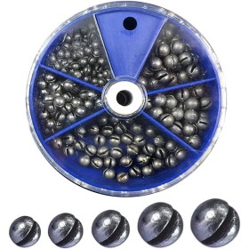 Plomos Pesca,Juego de 205 anzuelos Redondos para Pesca (extraíbles, 5 tamaños),Plomo De Pesca para Pescar con Peso de