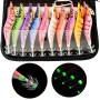 OriGlam 10 unids Camarones Luminosos Calamar Jig Señuelos de Pesca en el Mar, Squid Jig Ganchos Duro Pesca Camarón Señuelo