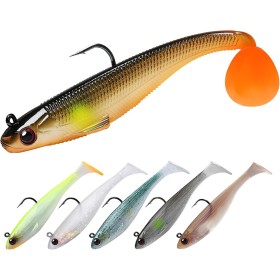 TRUSCEND Paddle Tail Soft Señuelos de Pesca Pre-Rigged Jig Head Swimbaits para la Pesca de la Lubina Camarón Suave cebos Cebos