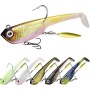 TRUSCEND Paddle Tail Soft Señuelos de Pesca Pre-Rigged Jig Head Swimbaits para la Pesca de la Lubina Camarón Suave cebos Cebos