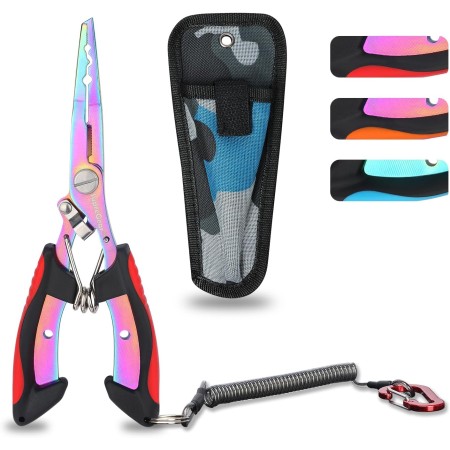 supregear Alicates de Pesca Multicolor de Acero Inoxidable, Herramienta con Anilla Partida, Removedor de Anzuelos, Cortador de