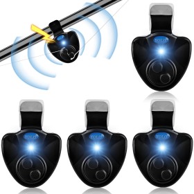 Alarma de picada de pesca, 4 unidades, electrónica, indicador de picada de pesca, con indicador luminoso LED, vibración sensible