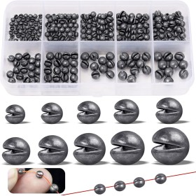 300 Piezas/10 Tamaños Plomos de Pesca en Forma de Balín Set 2g 1.5g 1.2g 1g 0.8g 0.6g 0.5g 0.4g 0.3g 0.2g Plomos Extraíbles