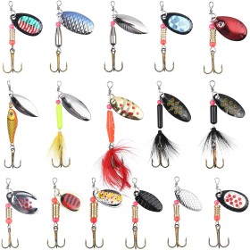 Vicloon 16 Piezas Señuelos de Pesca Kits con Ganchos Cebos Cebo de Pesca Señuelos De Cucharilla de Pesca Spinner Cebo para la