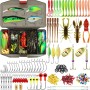 TRUSCEND Pesca Señuelos Accesorios Kit con Caja de Aparejos - Anzuelos de Pesca Crankbait Minnow Frog Popper Lure Grub Worm