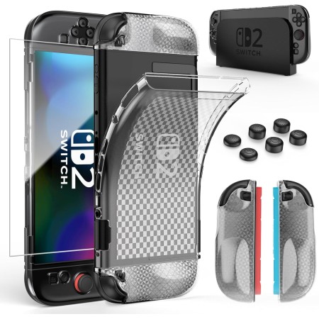 HEYSTOP Carcasa Compatible con Nintendo Switch 2, Funda Protectora Transparente de TPU Suave Acoplable Compatible con Nintendo